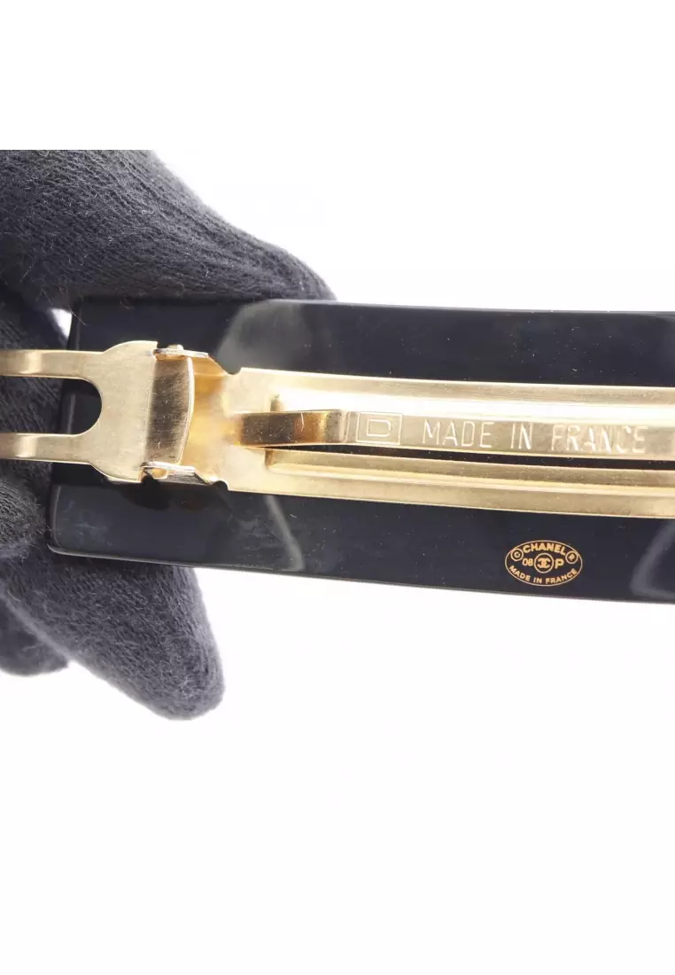 Pre-Loved Chanel matelasse coco mark barretta black white 08P