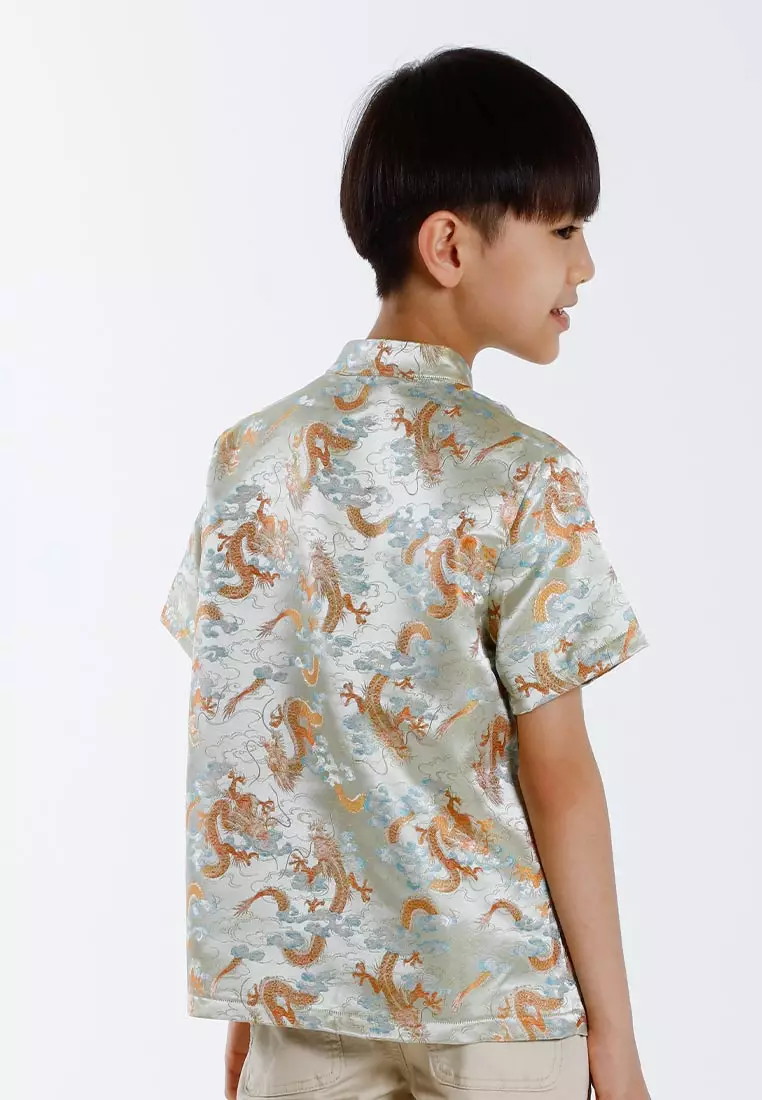 Forest Jacquard Tang Suit Cheongsam Dress | CNY 2025 Family Wear - FK20267-42LtGreen