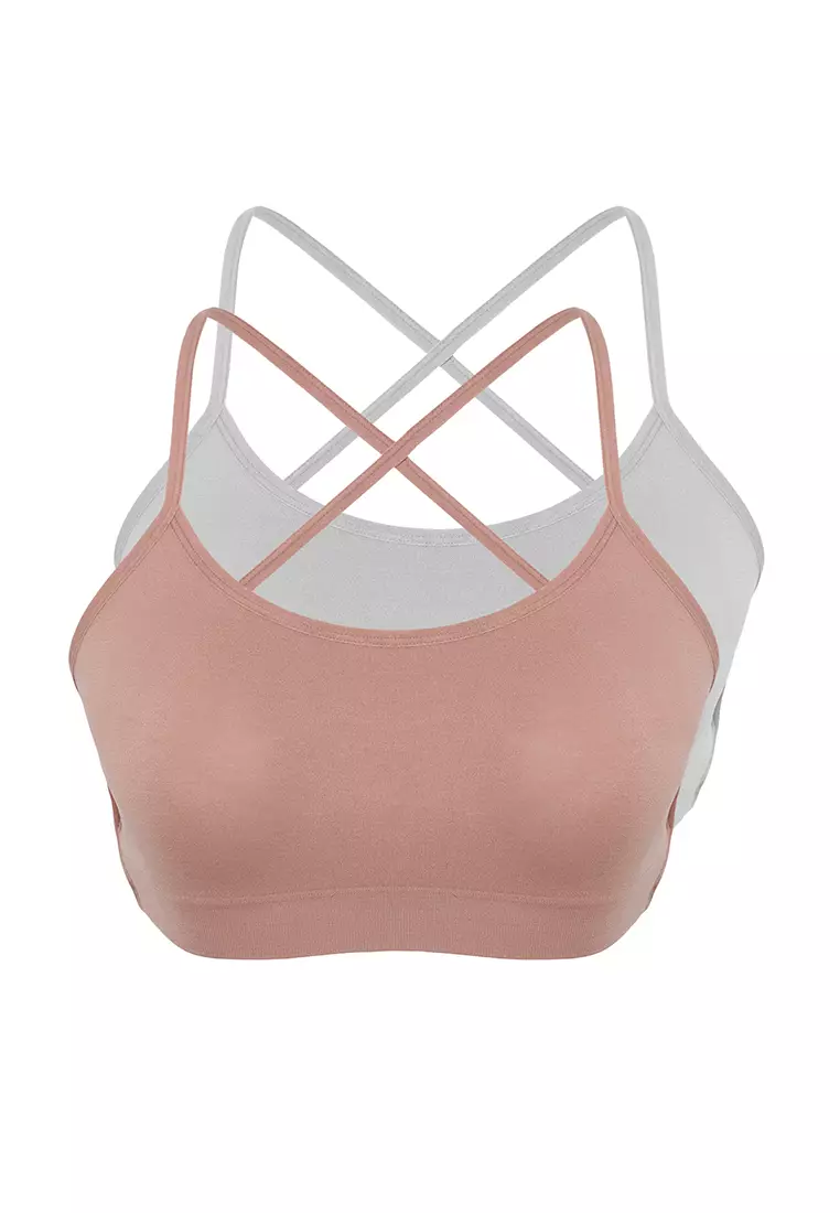2 Pack Seamless Strap Non-wired Cupless Bralette