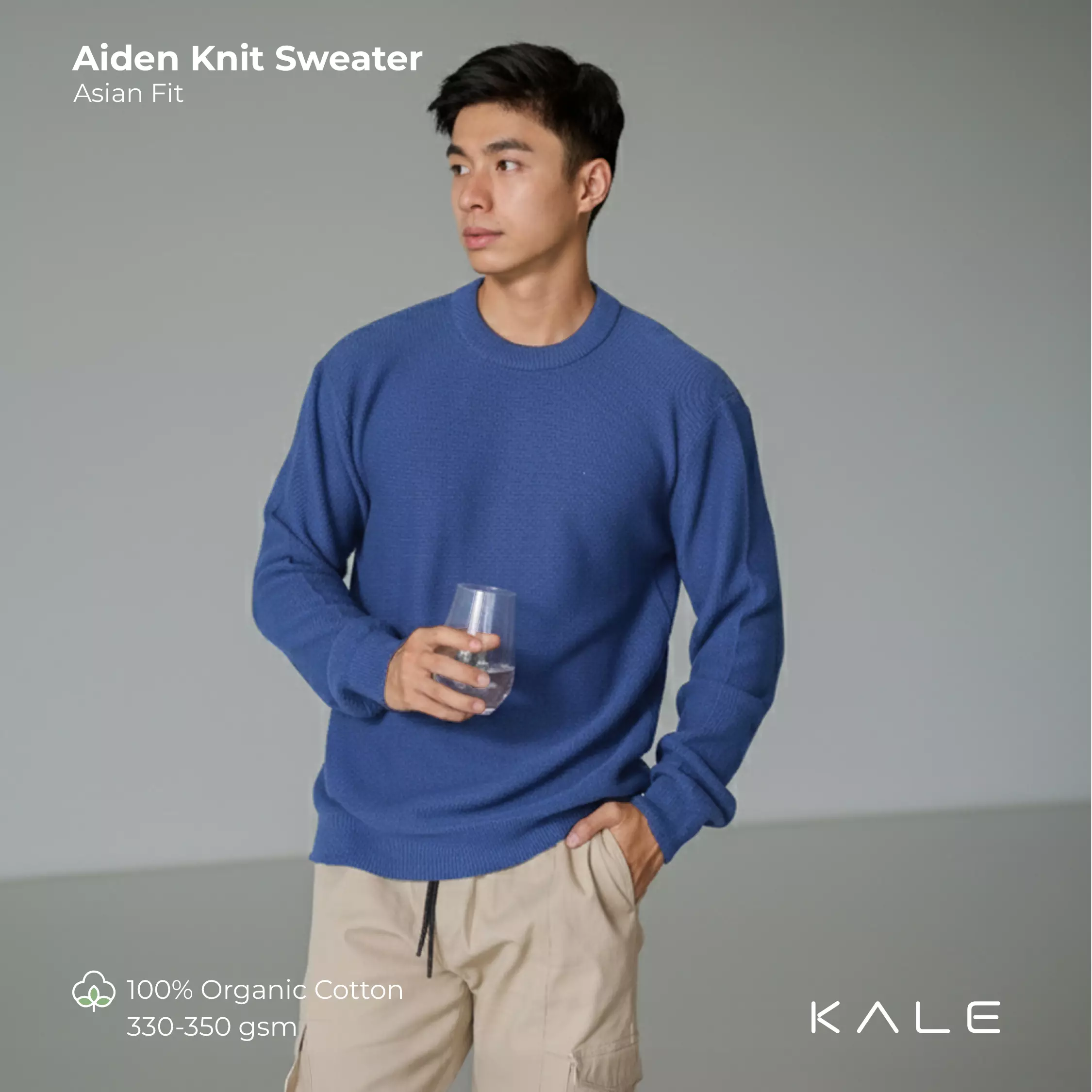 Kale Aiden Blue / Sweater Rajut Lengan Panjang