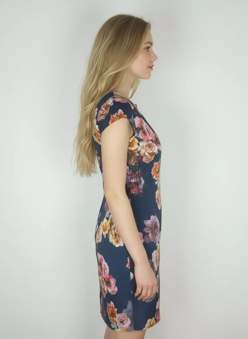 Chloe Floral Dress In Navy