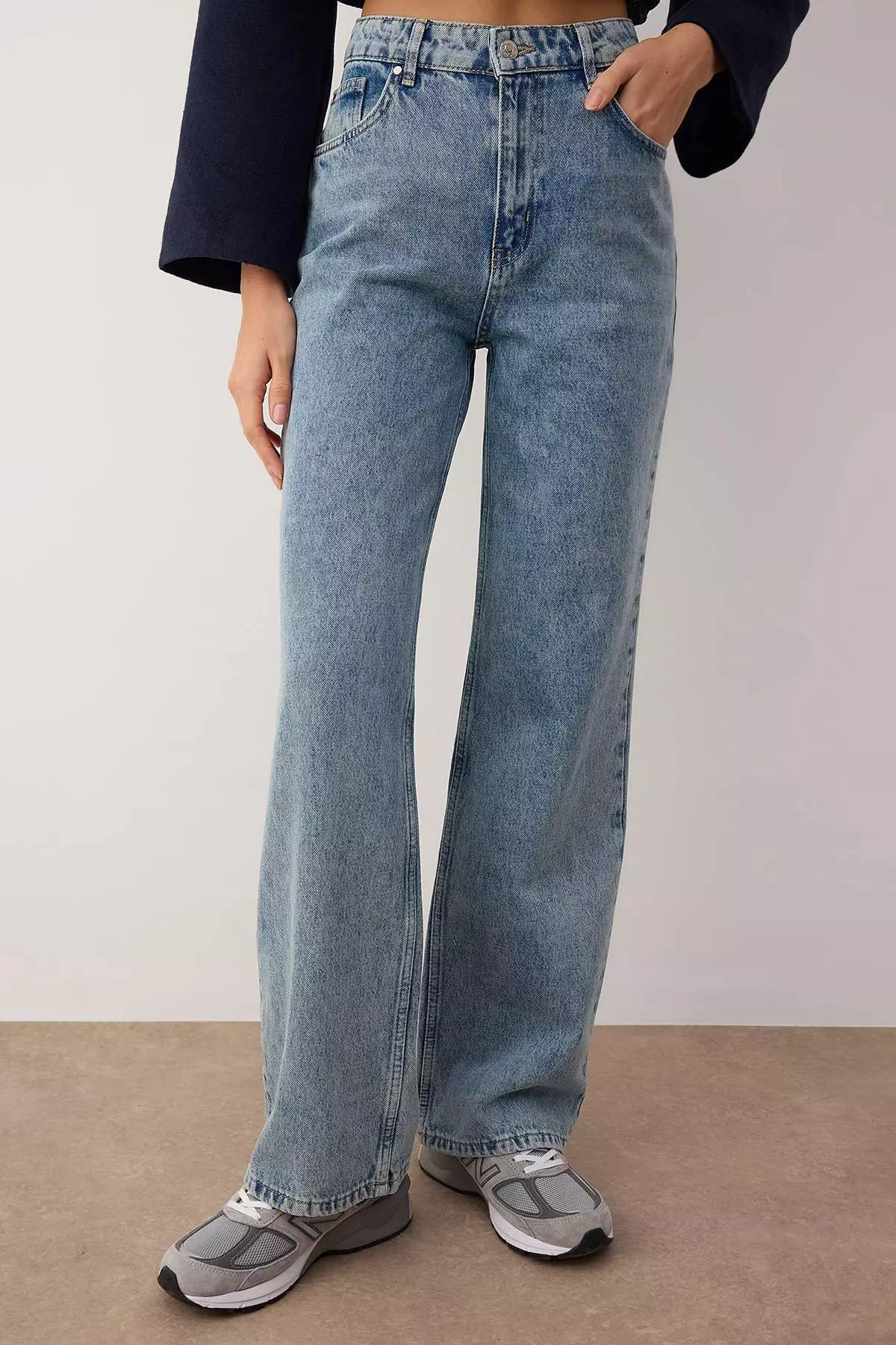 Light Blue-6001 High Waist Wide Leg Jeans Twoaw24Je00074