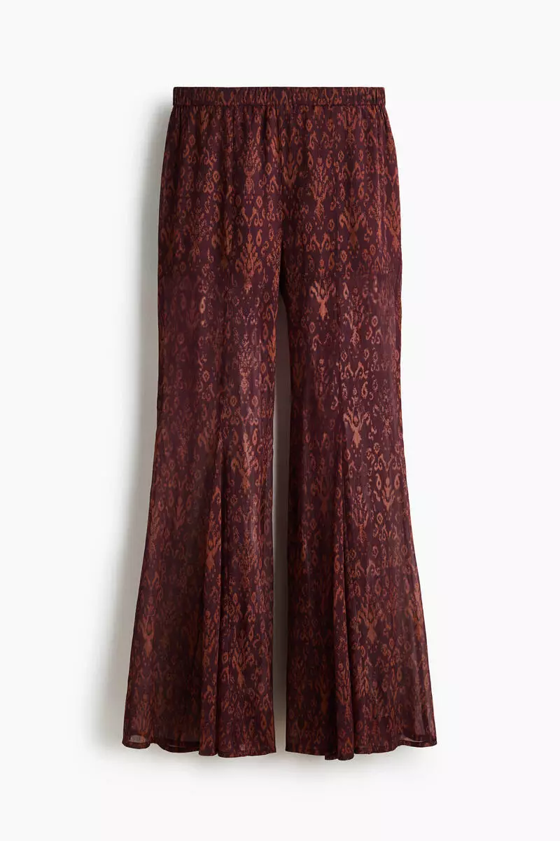 Flared crinkled trousers