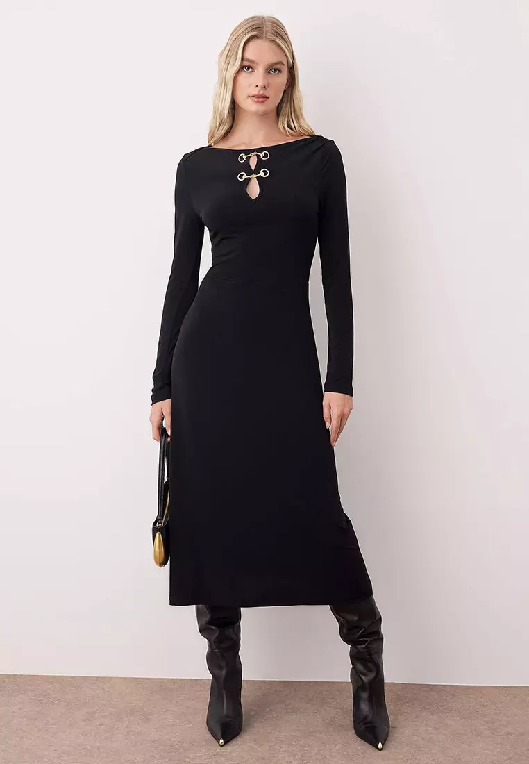 Boat Neck Midi Dress
