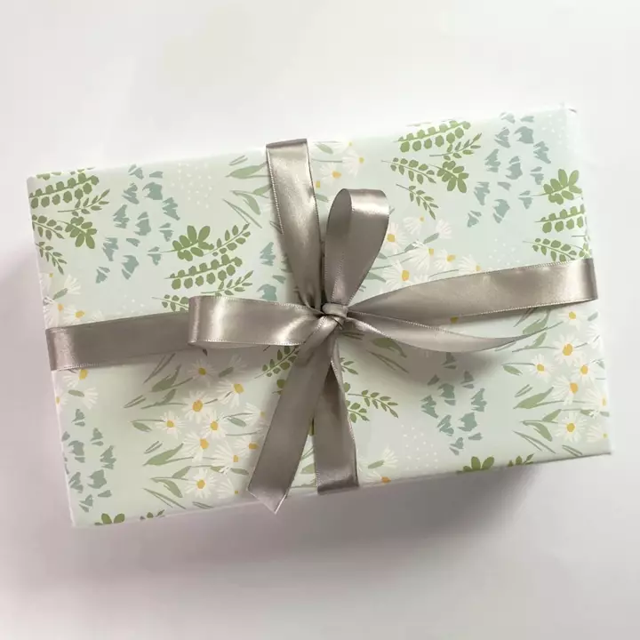 Sage Green Wrapping Paper Roll - Mosaic Stained Glass Eco Friendly Wedding  Wrapping Paper Elegant White Lily Flower Gold Gift Wrap Roll