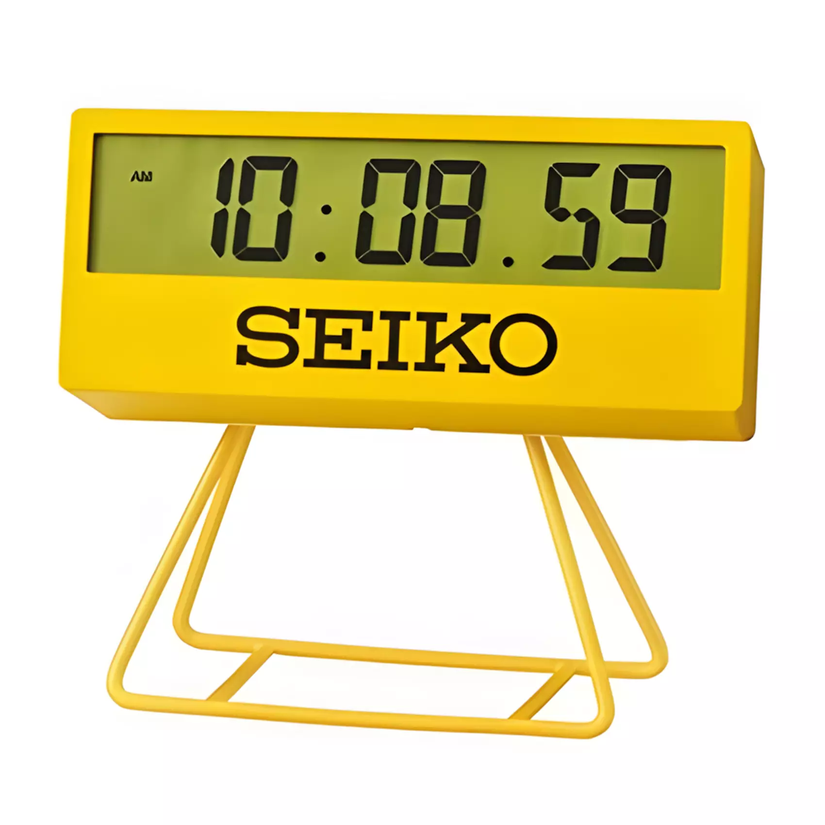 Jam Beker SEIKO Digital Alarm Yellow Plastic Case LCD Dial Sports Timer Desk & Table Clock - QHL073Y