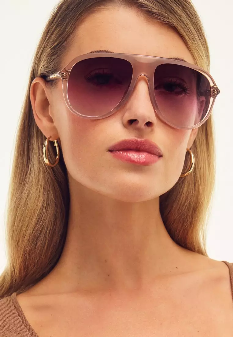 QUAY Chart Topper Sunglasses - Doe/Rouge Glow