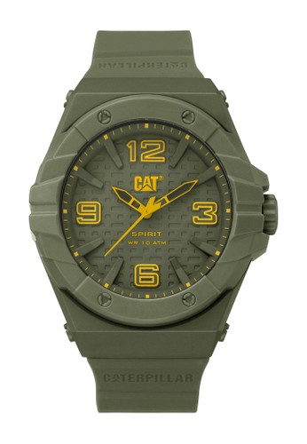 Caterpillar CAT LE.111.28.838 Men's Watches Rubber Strap - Yellow Green Army