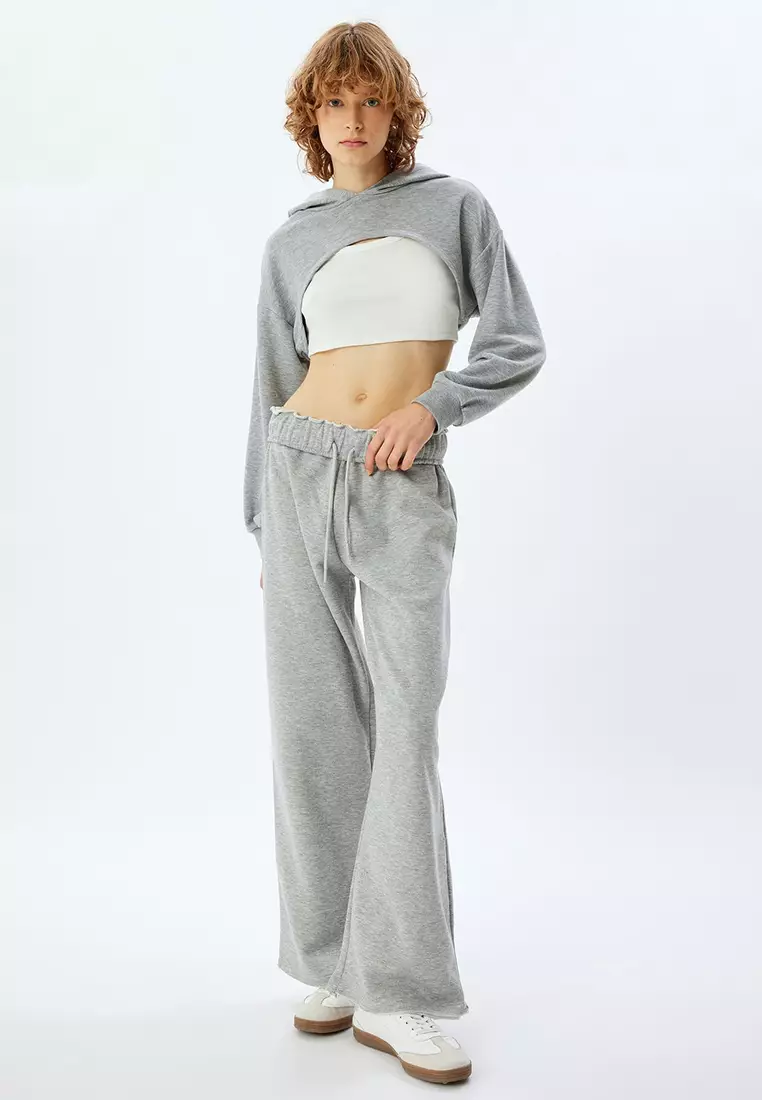 Wide Leg Sweatpants Oversize With Waist Tie And Pocket