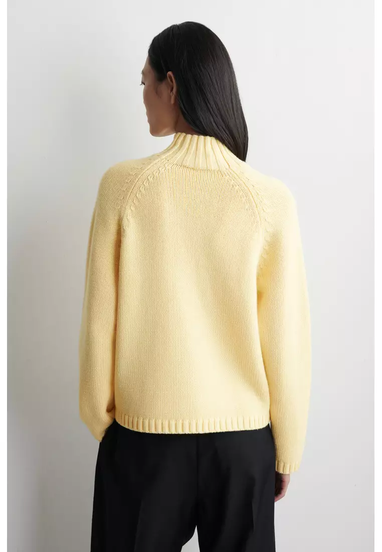 MERINO WOOL FUNNEL-NECK CARDIGAN