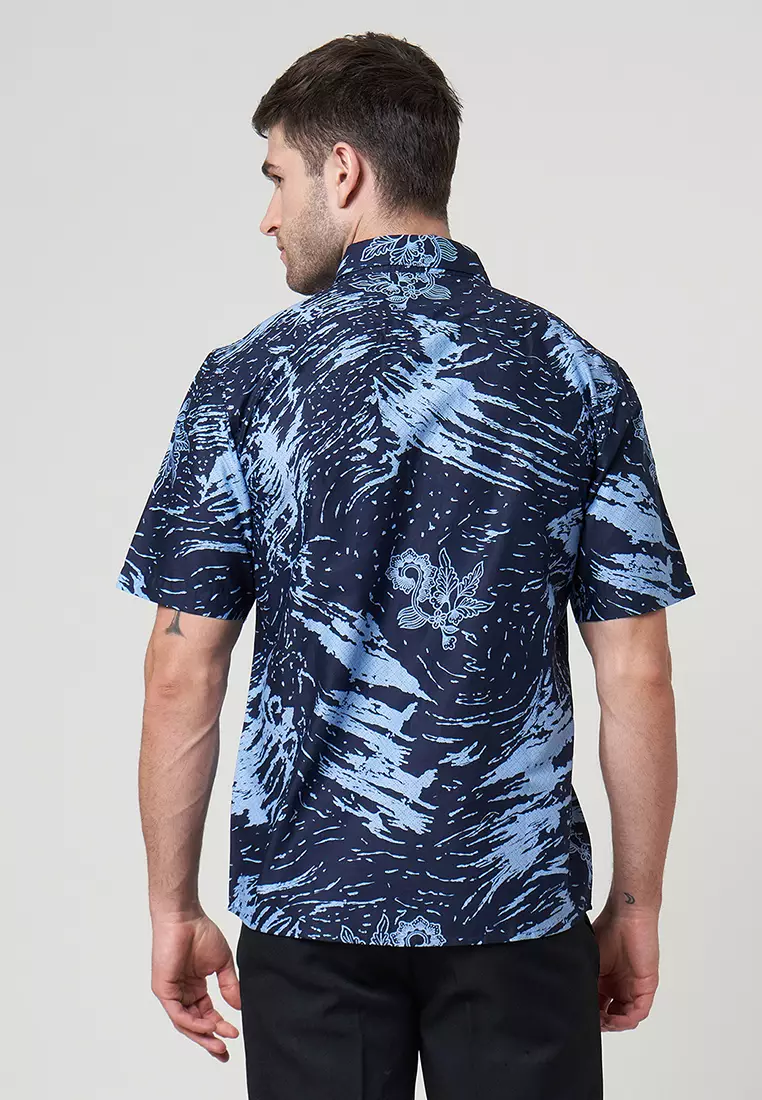 Slimfit Kenzie Kemeja Batik Pria Lengan Pendek