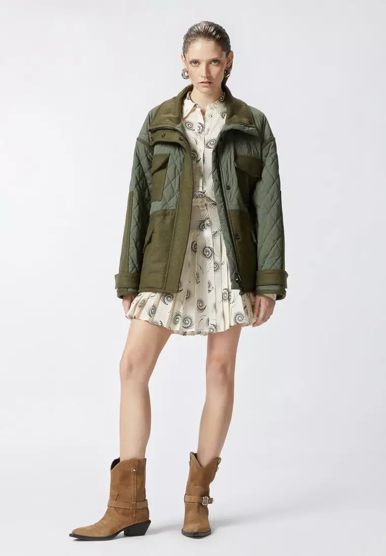 Short Twill Shirt Dress with Swirl Print