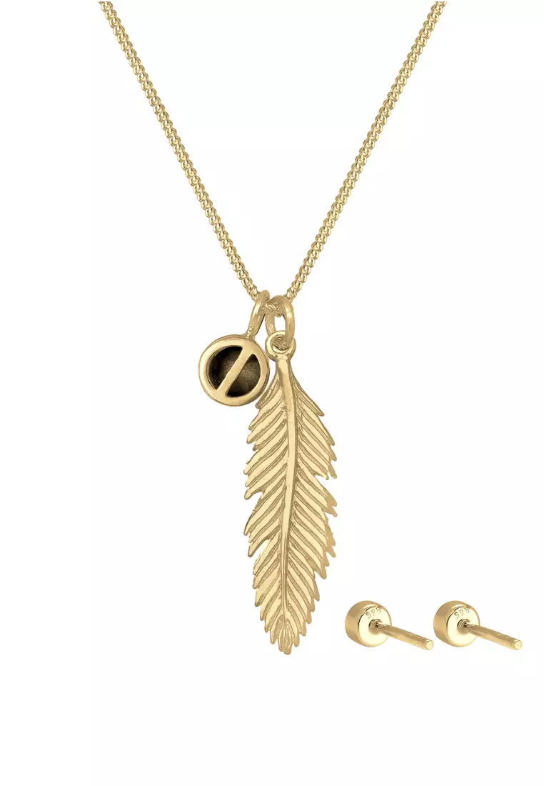 Set Perhiasan Jewelry Set Perak 925 Lapis Emas Wanita Feather
