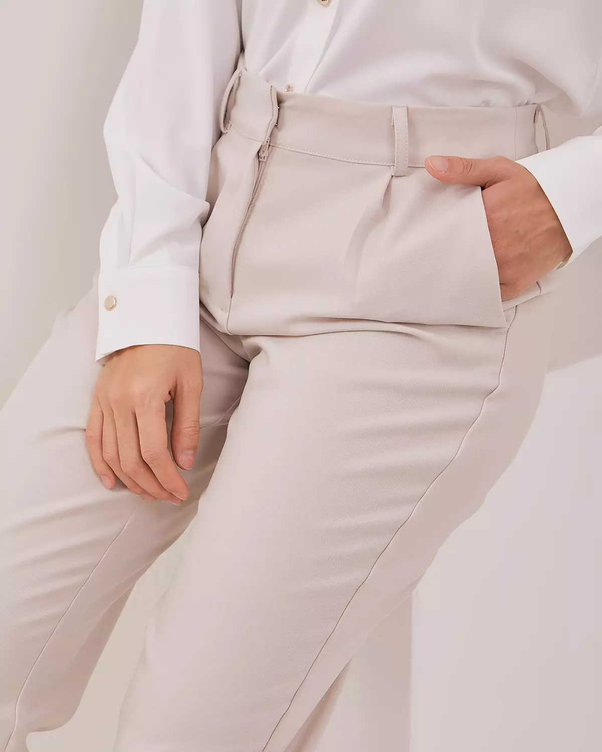 WOMEN'S CREAM LONG PANTS