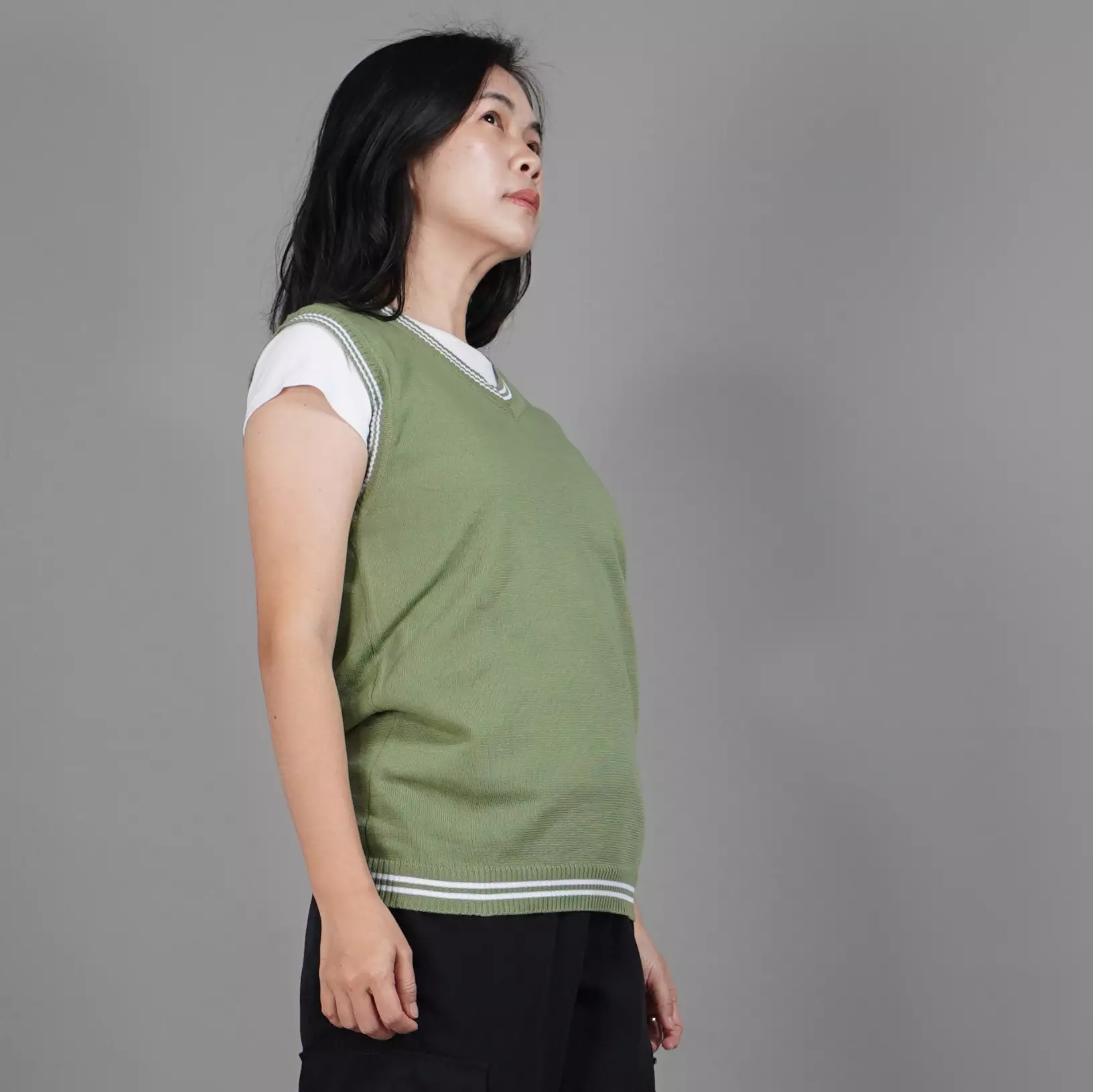 Knit Outer Vest List Wanita Knit Vest Korean Style For Women - MINT