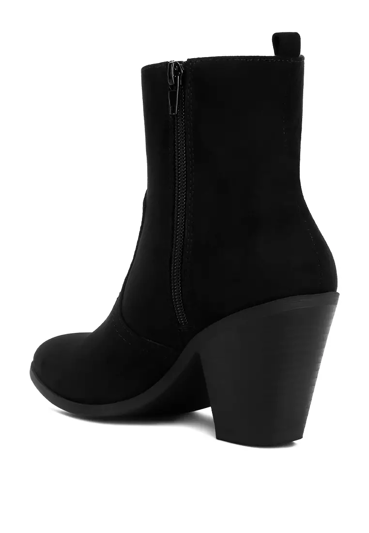 Black High Ankle Cowboy Boots