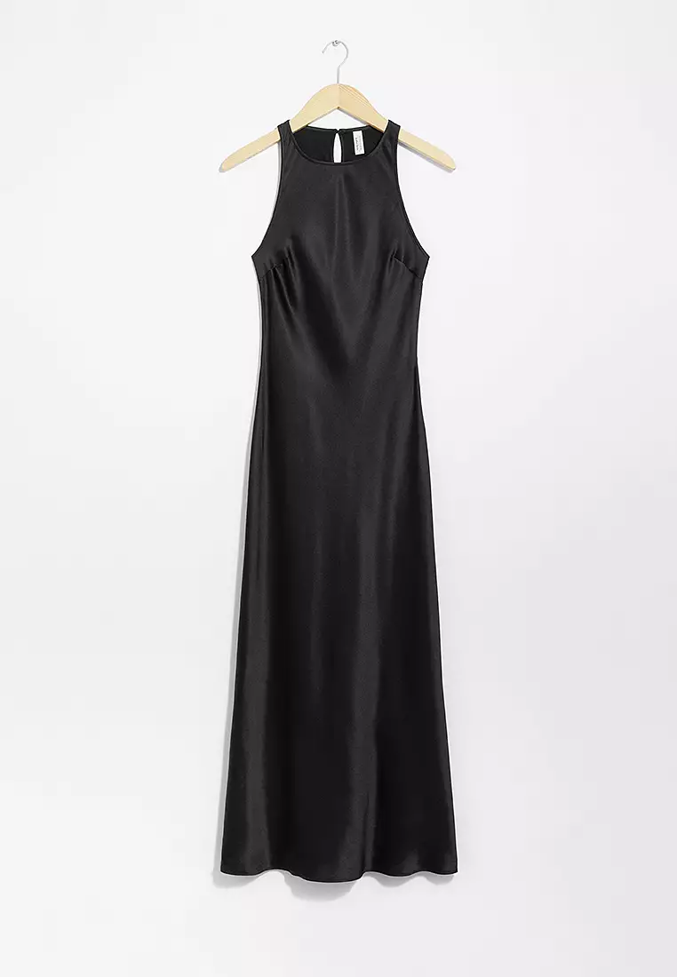 Sleeveless Satin Midi Dress