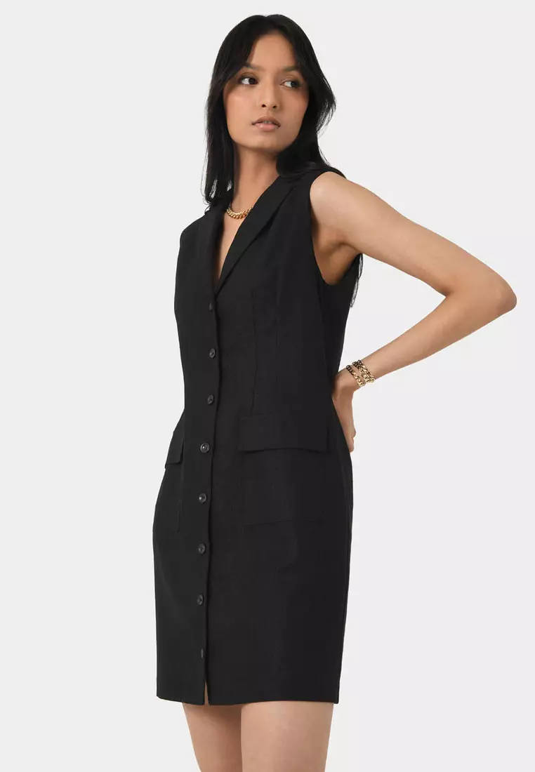 Valeria Buttoned Linen Dress