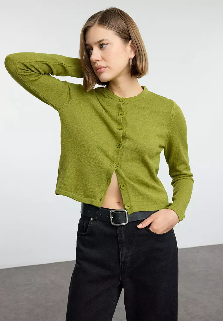 Green Wool Knitted Cardigan Twoaw25Hi00049