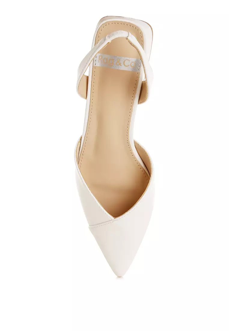 白色軟皮露跟涼鞋