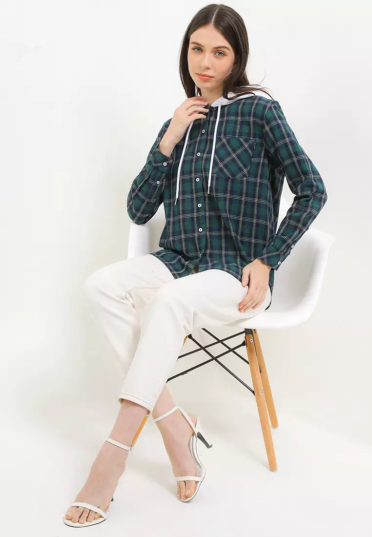 90S Hlola Flannel Shirt With Hoodie