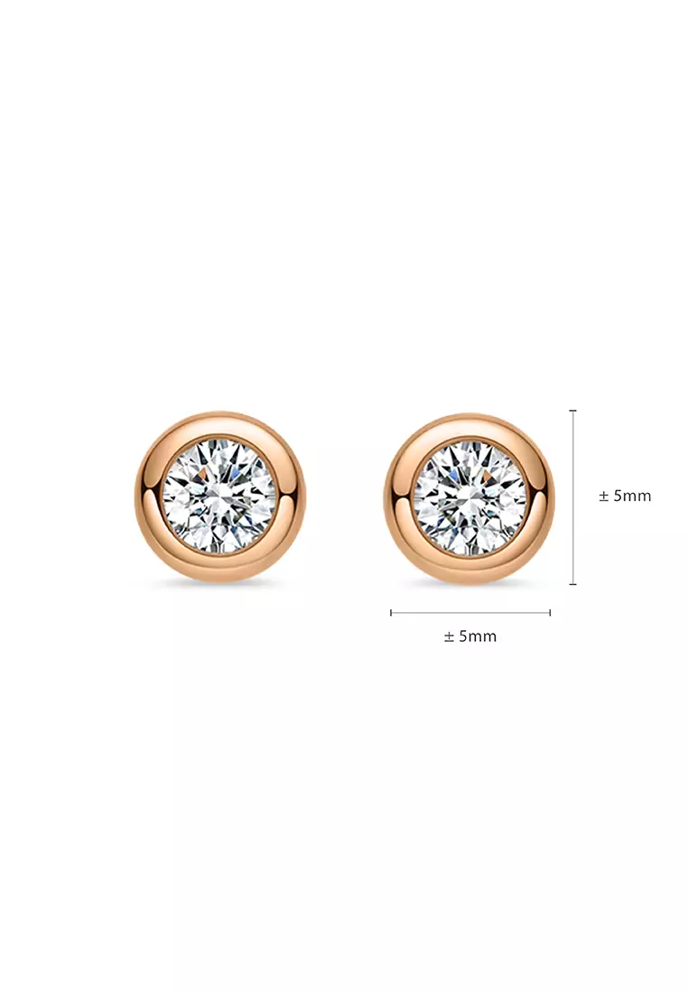 LAZO DIAMOND Soleil Bezel Diamond Stud Earrings in 18k Rose Gold