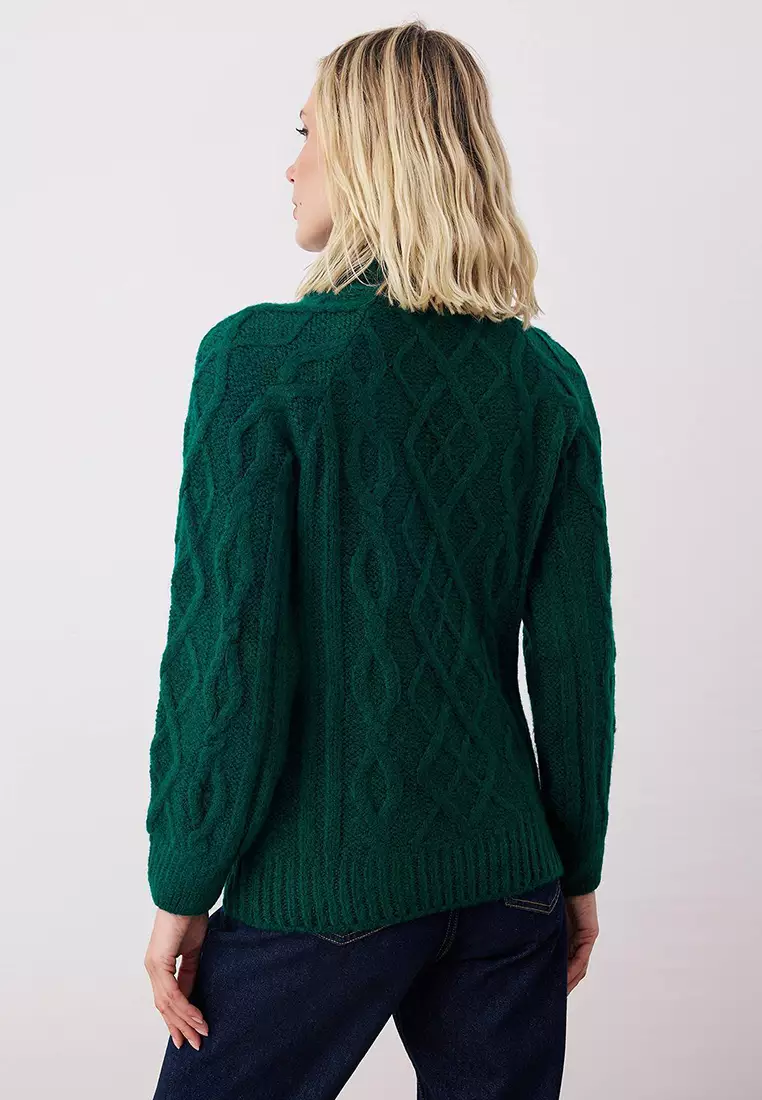 Duck Head Green Soft Textured Knit Patterned Knitwear Sweater