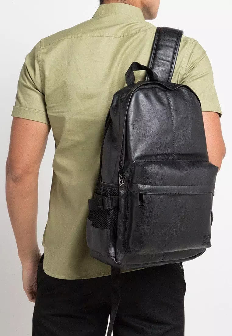 Distressed Leather Mesh Backpack