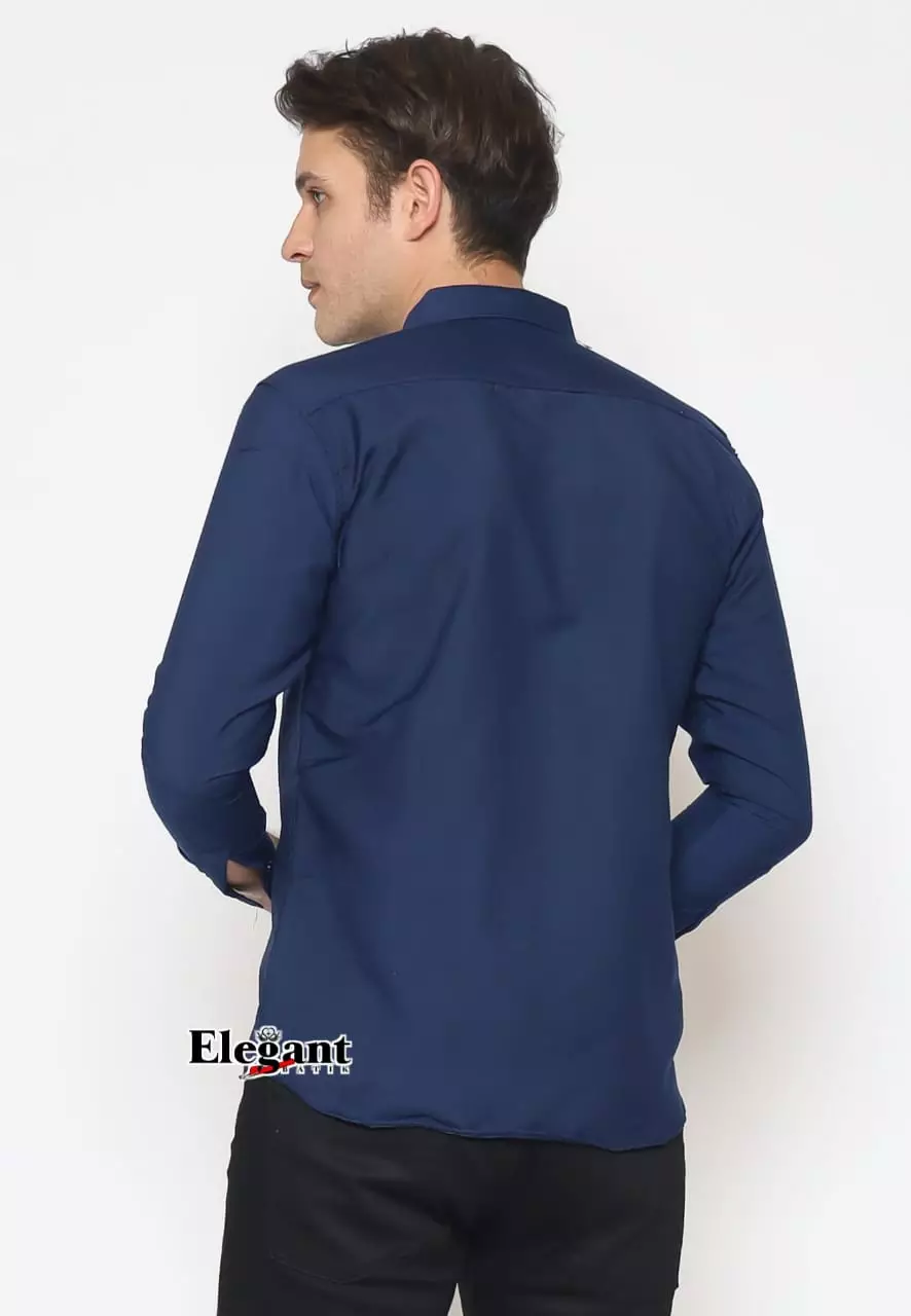 Kemeja Polos Navy Premium Slimfit Elegant