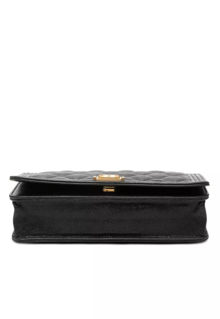 Pre-Loved Chanel Quilted Caviar Boy Wallet On Chain