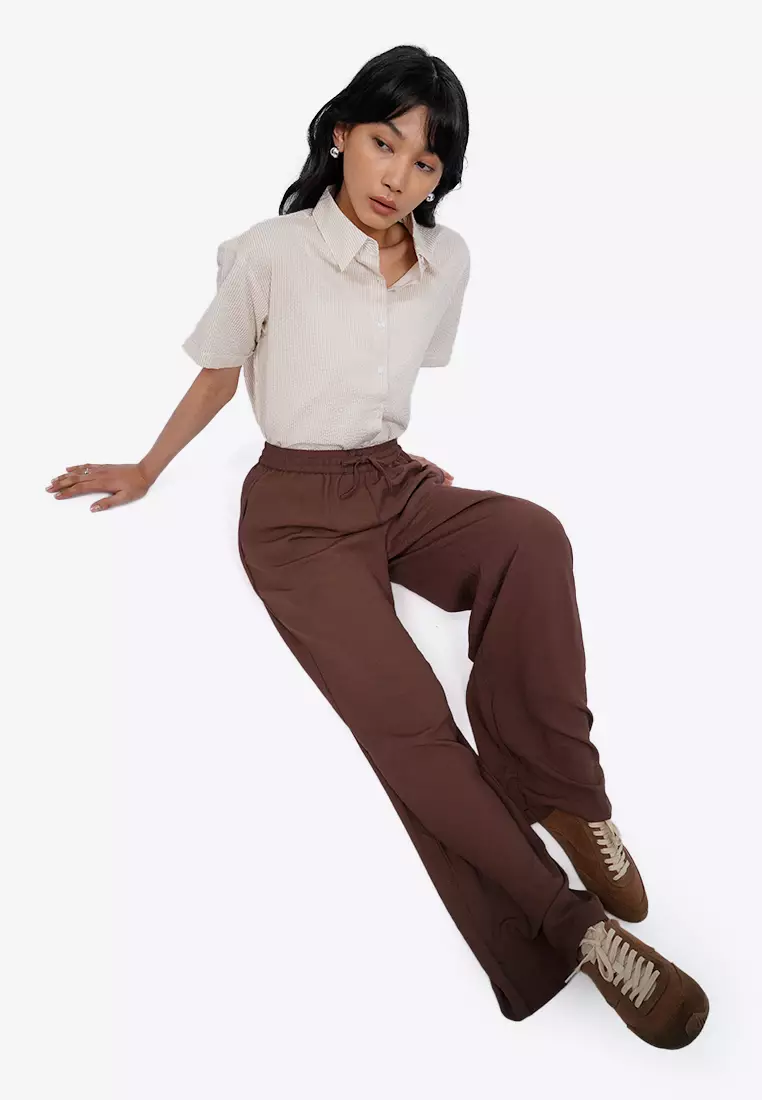 Textured Wide Leg Pants