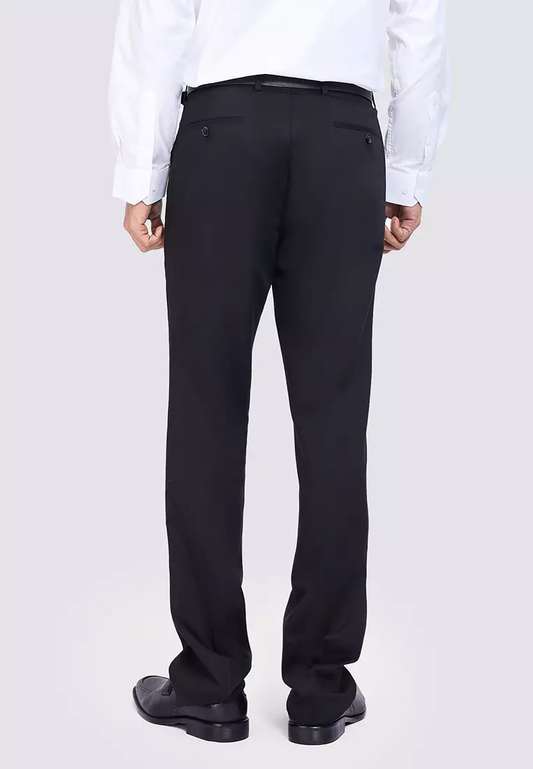 Solid Slim Fit Stretch Trousers