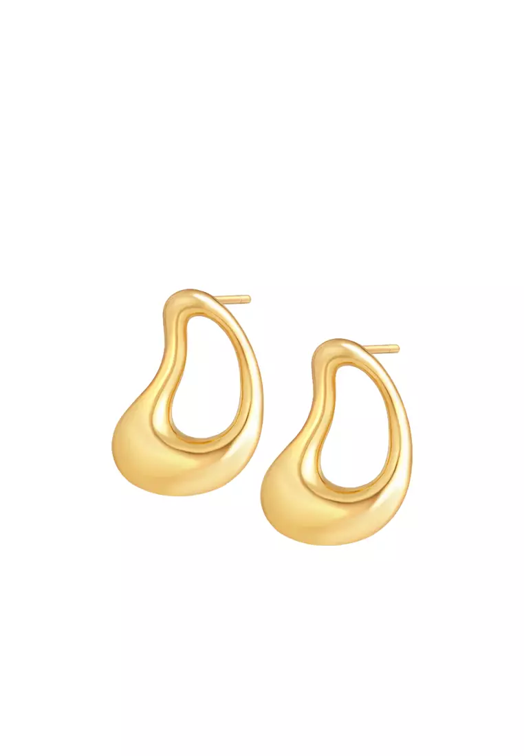 TOMEI Anastasia Sophisticated Curved Earring, Yellow Gold 916
