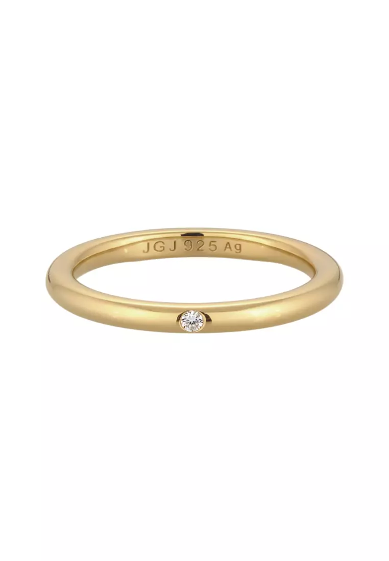 Ring Engagement Minimalis Gold Plated Embellished With Crystals By Swarovski®