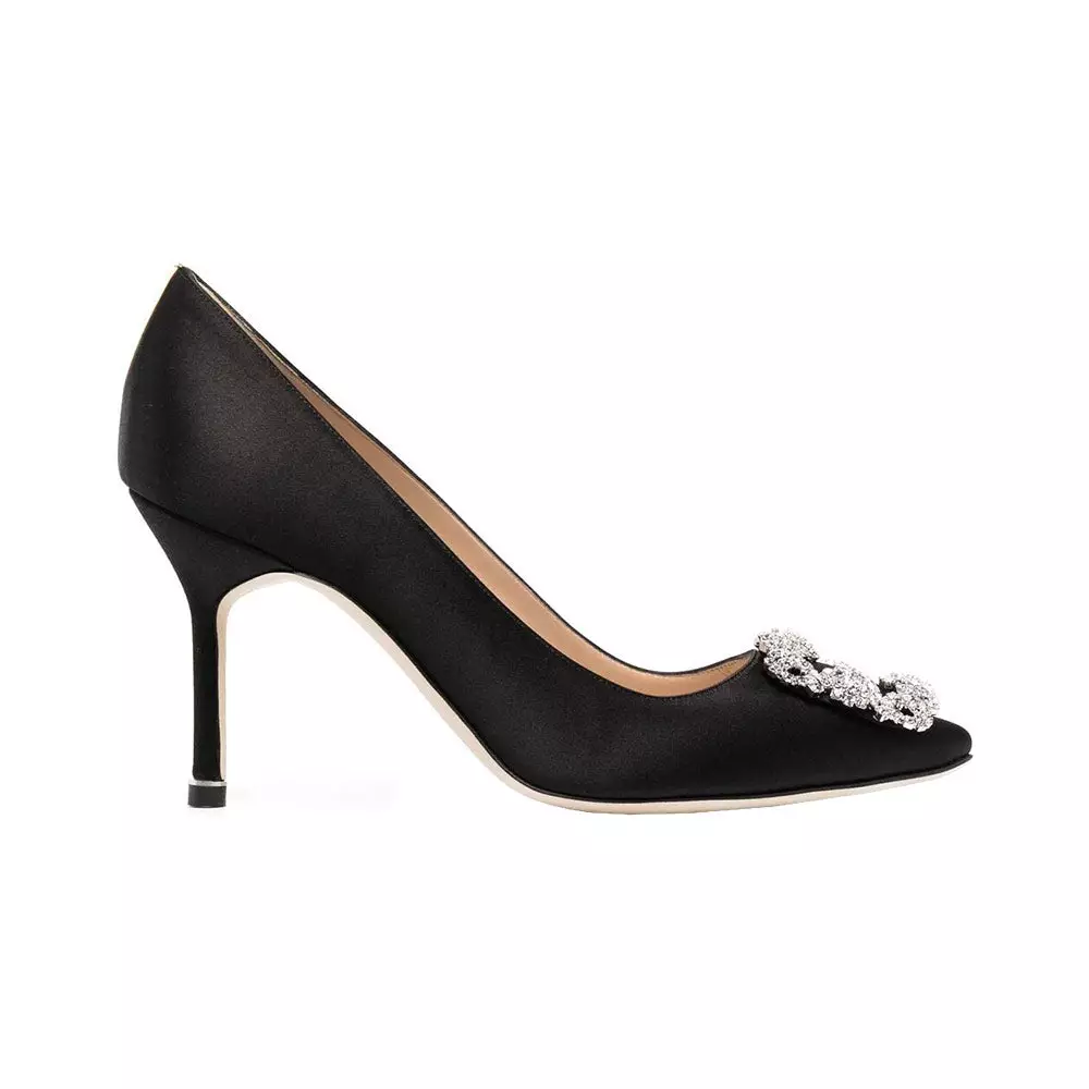 Hangisi 90 Satin Pumps With CLC Crystal Buckle Black