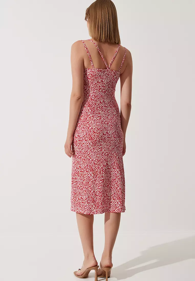 Patterned Double Strap Knitted Dress
