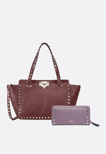 Buy Valentino Garavani Valentino Garavani Rockstud Small Tote And Wallet Set Online Zalora Singapore