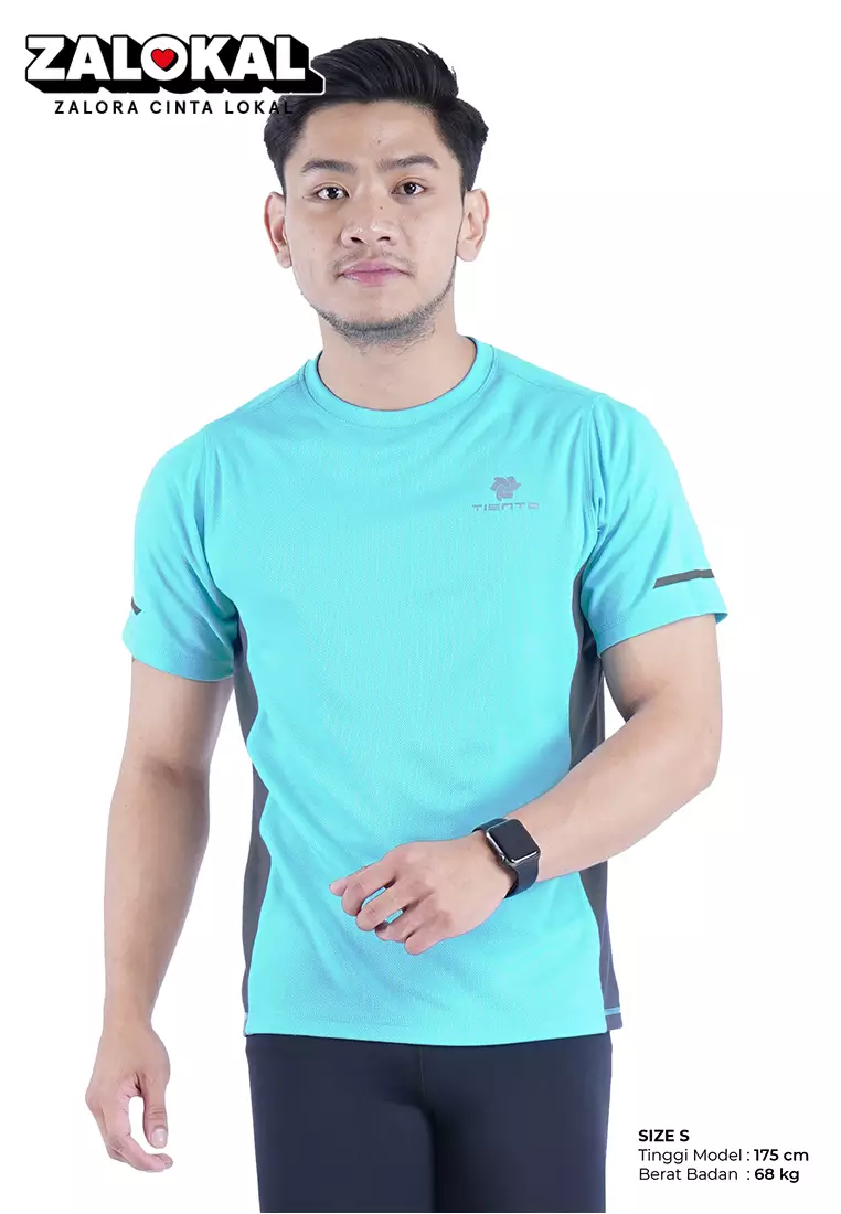 Tiento Kaos Olahraga Lari Baju Running Gym Dry Fit Extra Lite Pria