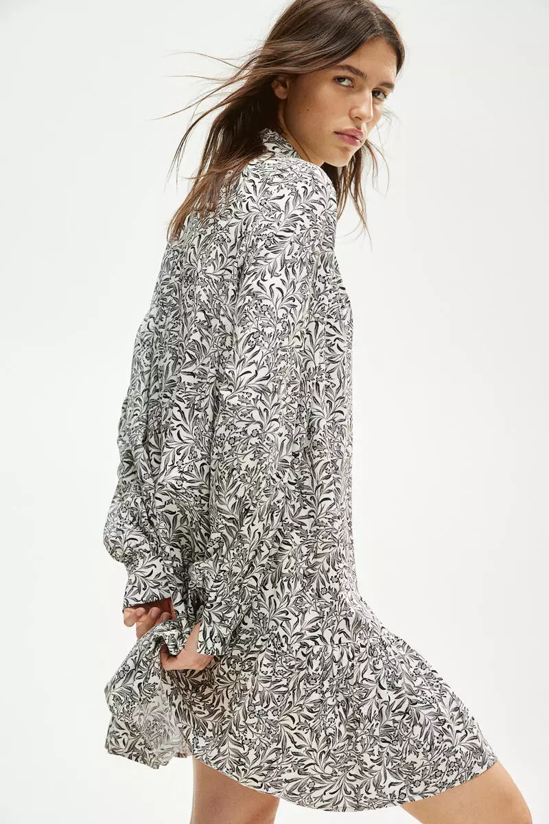 h&m patterned shirt dress Patterned Shirt Dresses