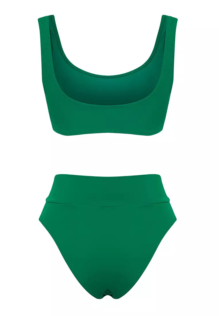 Green Strapless High Waist High Leg Regular Core Bikini Set TBESS22BT0010
