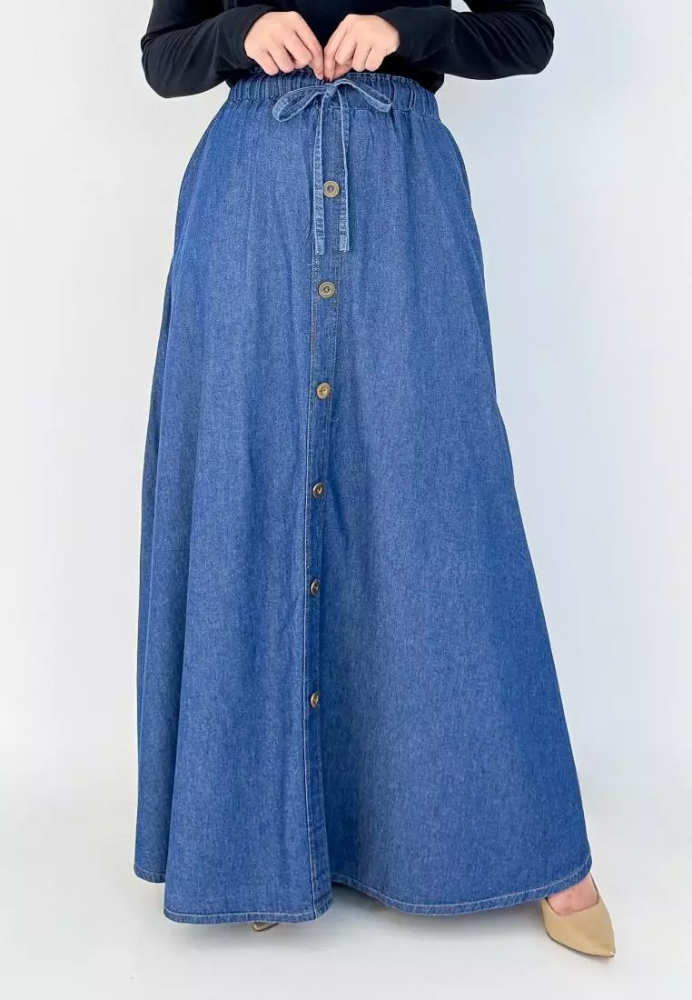 Naura Denim Skirt (Rok Denim Flare) Panjang 102 cm