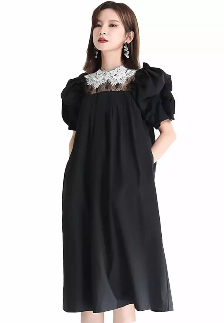 Buy Sunnydaysweety 2024 S/S Sweet Fairy Black and White Contrast Lace ...