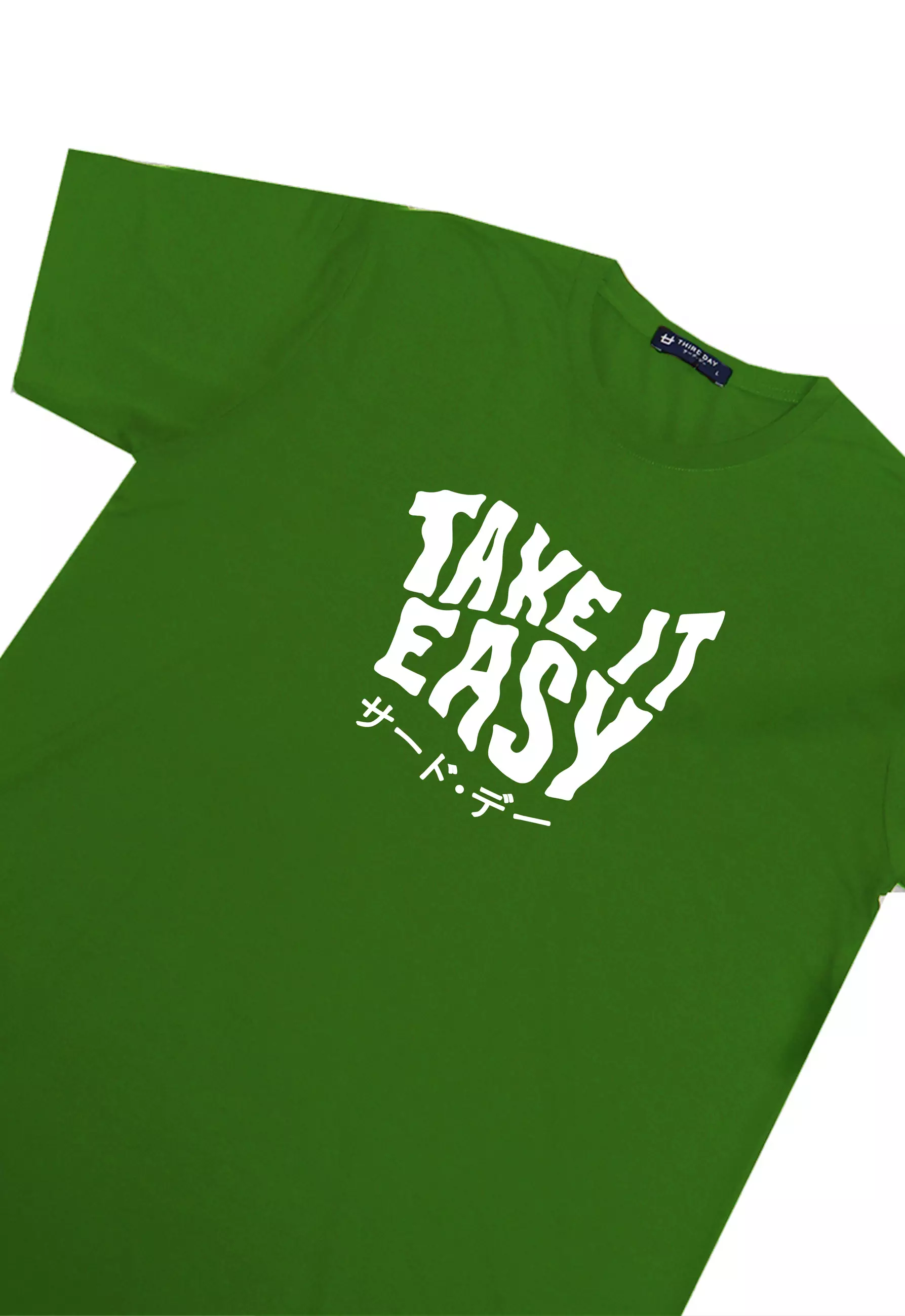 MTO71 kaos tulisan jepang take it easy katakana thirdday regular fit instacool summer green hijau