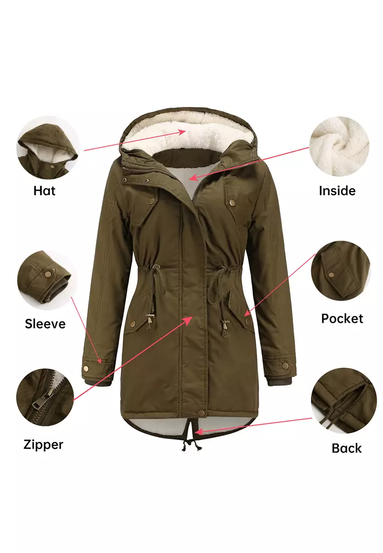 Fleece-lined Hooded Cotton Coat AD-D337