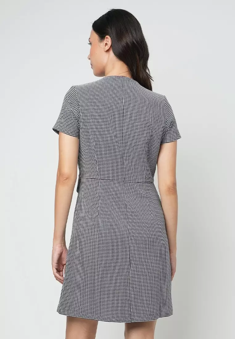 Valentine Printed Shift Dress with Button Details