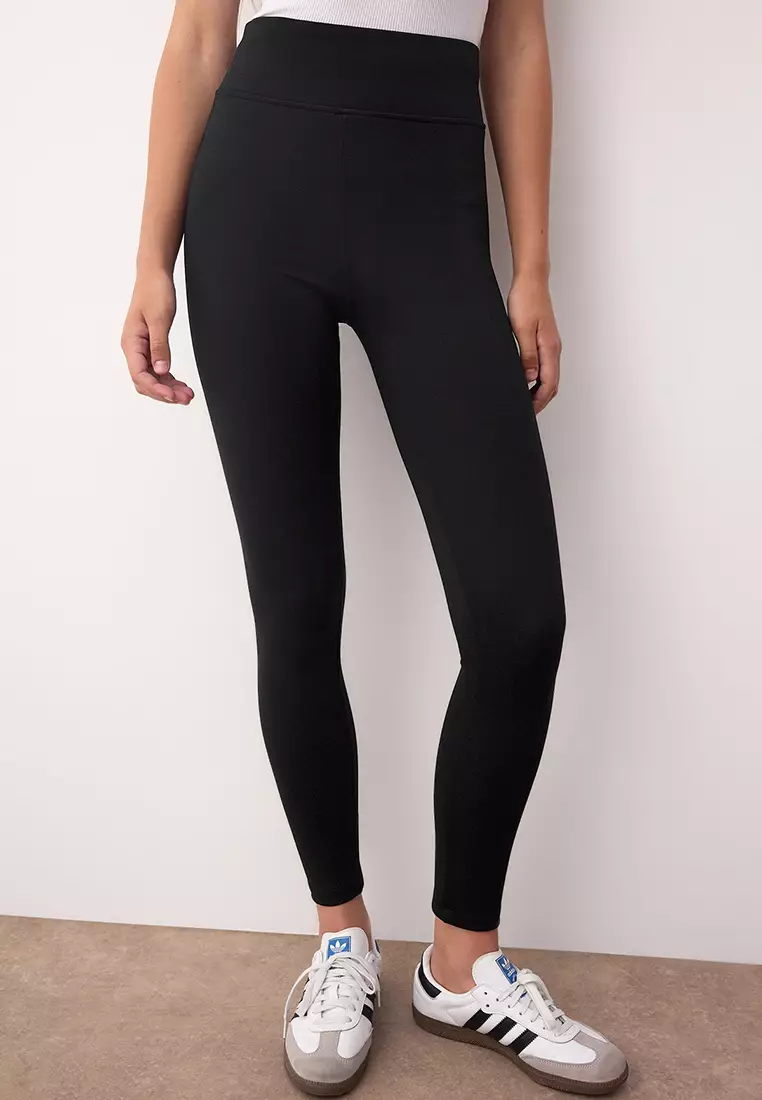 Black-Brown 2-Pack Interlock Body-Smoothing High Waist Knitted Leggings