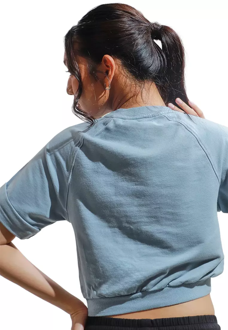 Terry Raglan Roundneck Tee With Ribbing