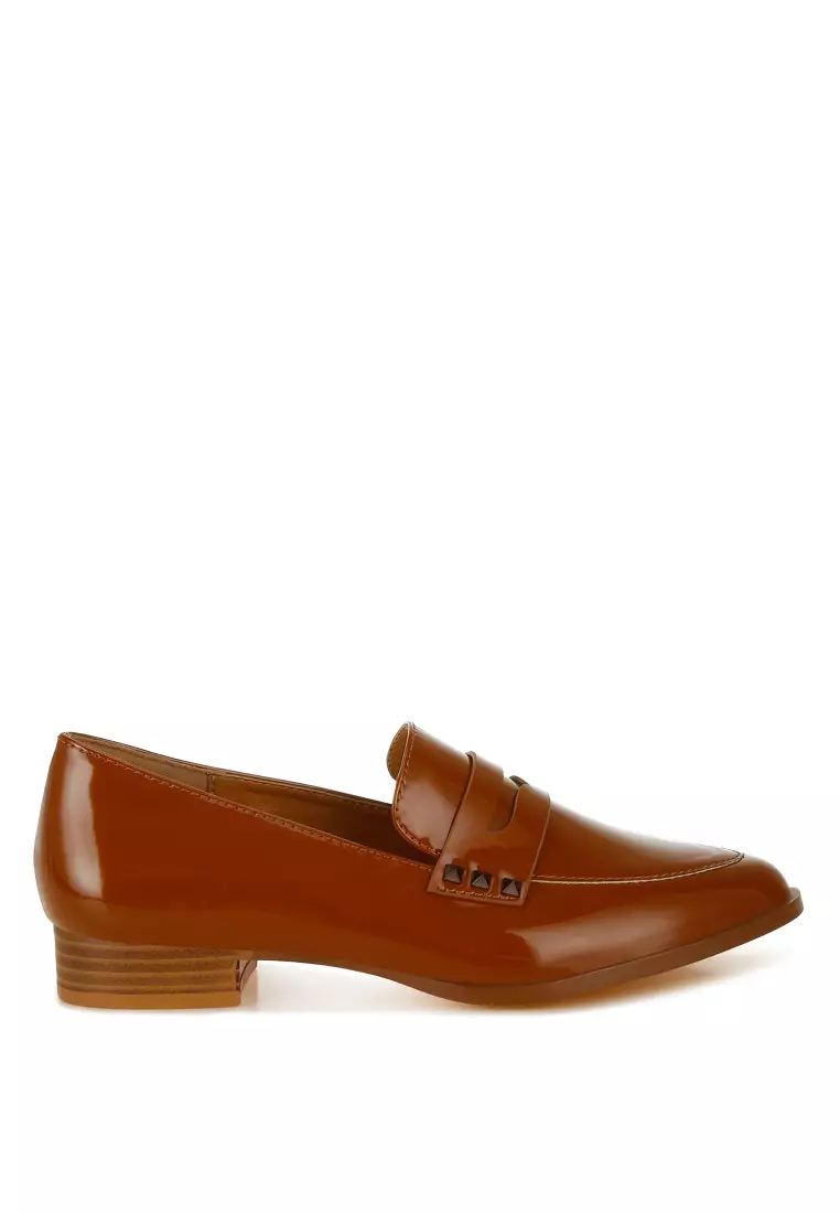 Discount on Rag & CO.  shoes - SKU: Patent Pleather Penny Loafers in Tan