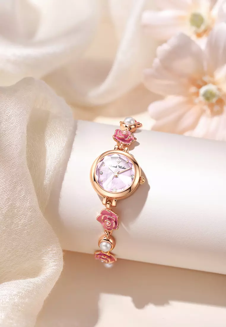 Jam Tangan Wanita Original Anti Air Tali Gelang Bunga-Bunga Korea Fashionn Jam Tangan Cewek pink