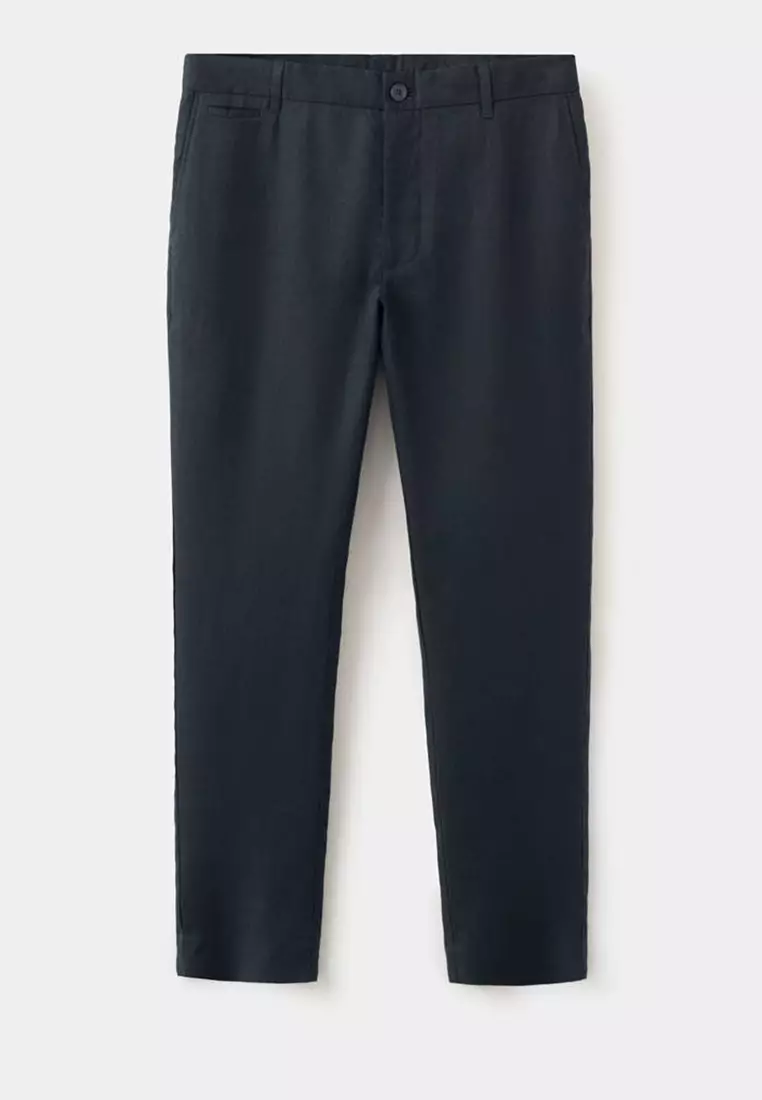 Slim-Fit 100% Linen Trousers